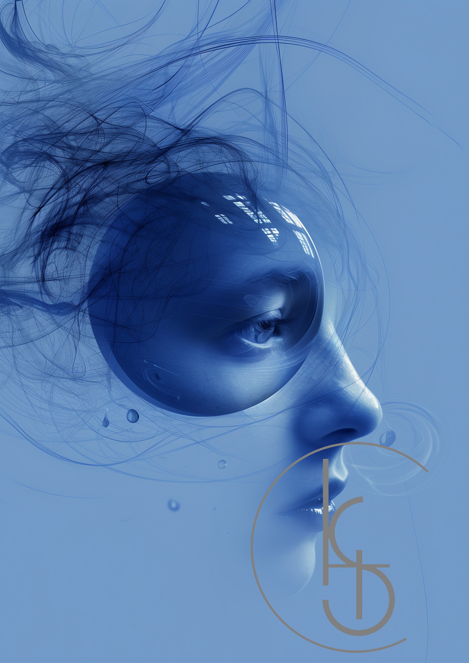 Enigmatic Beauty in Blue Sphere 1